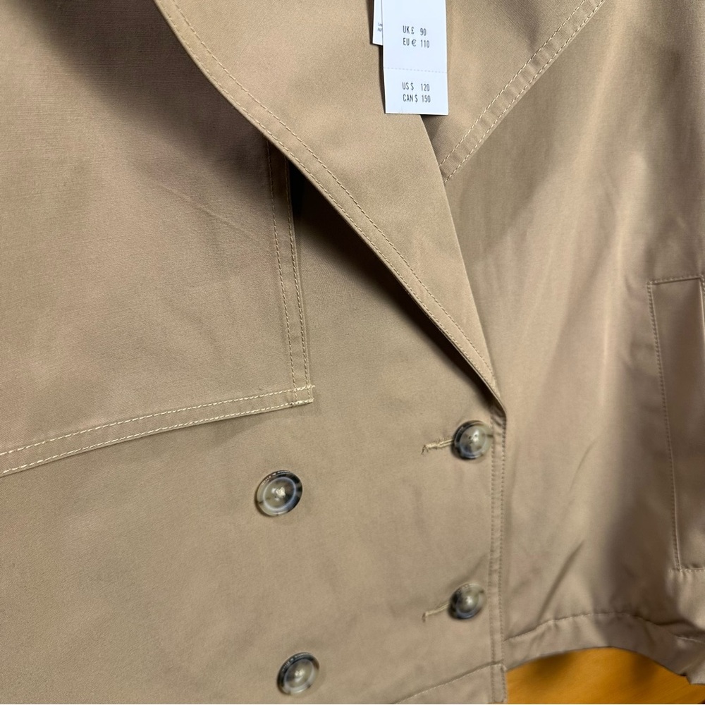 NWT Abercrombie and Fitch Relaxed Short Trench Coat In Caramel Size S - Picture 8 of 9
